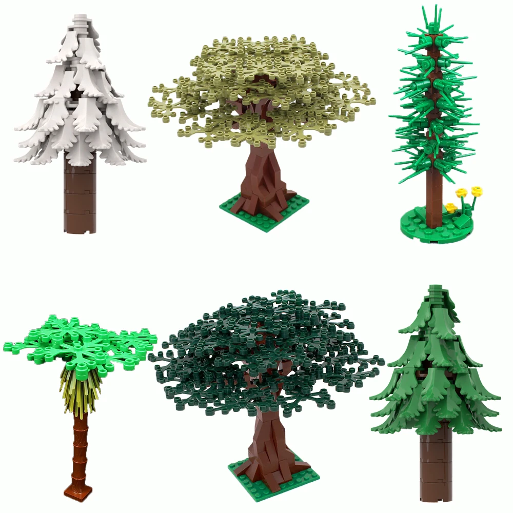 

Детали для растений и дерева MOC: зеленая трава, сосны, листья, цветы и городские строительные кирпичи, аксессуары — набор блоков для сборки