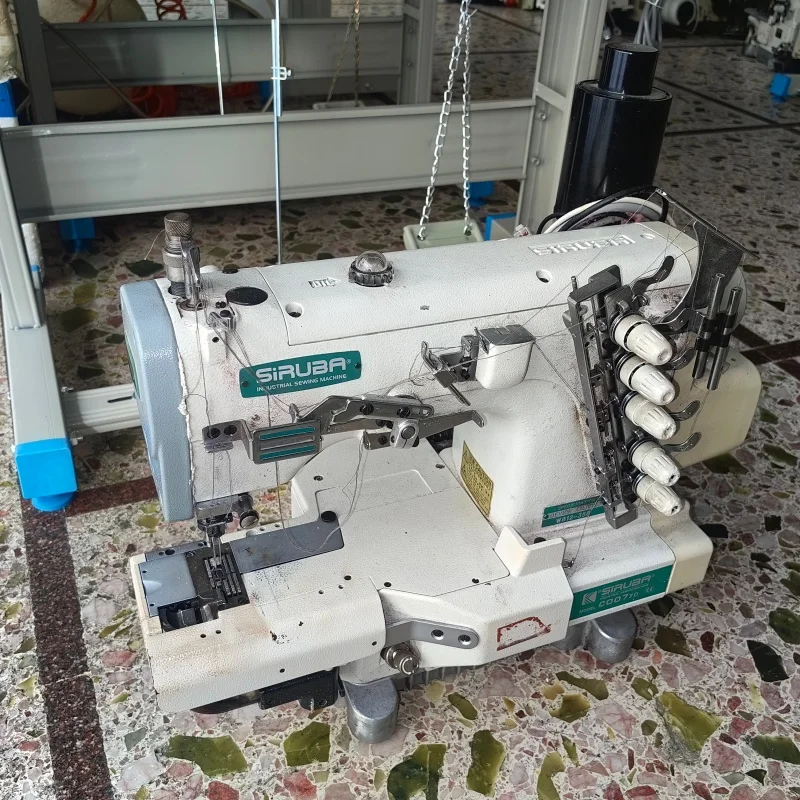 HIGH SPEED USED THREE NEEDLE FIVE THREAD INTERLOCK SEWING MACHINE SIRUBA C007 T-SHIRTS SEWING MACHINEJEANS SEWING MACHINE