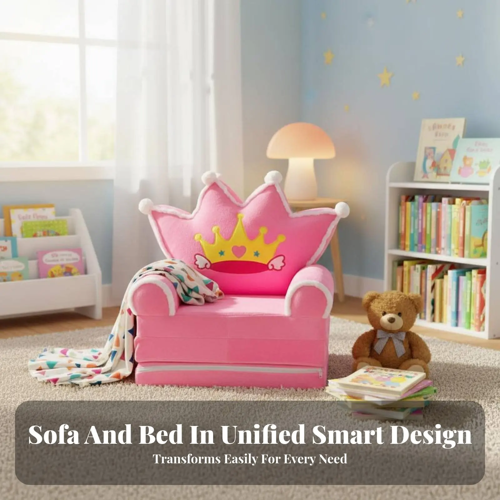 クリーチャーフリップオープンソファぬいぐるみ＆ソフト幼児用カウチ快適なフォーム軽量子供、親向け