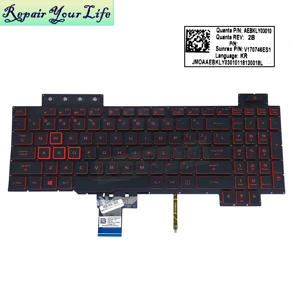 Imagem -06 - Teclado Retroiluminado Vermelho dos Eua Asus Jogos Tuf Fx504 Fx504gd Fx504ge Fx504gm Fx80 Fx80g Fx80ge Fx80gm Fx80gd Fx80g Zx80g V170746es1