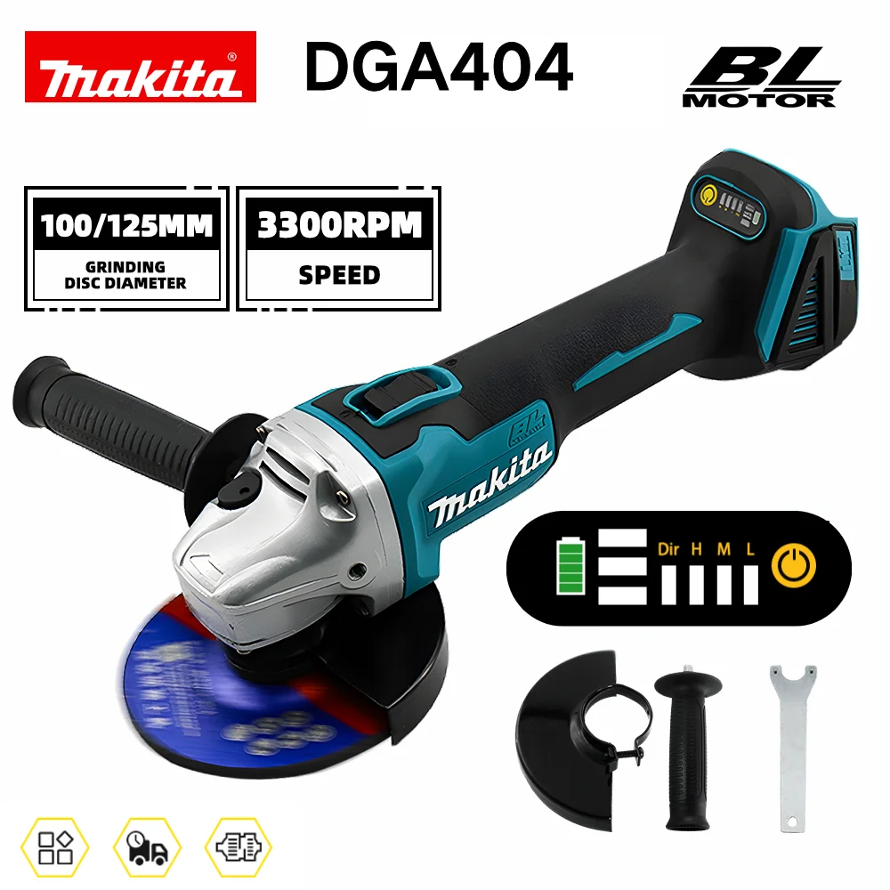 Makita 18V Cordless Angle Grinder Tools 125/100mm M14 4 Gears Brushless Polishing Cutting Machine High Power Polishing Machine