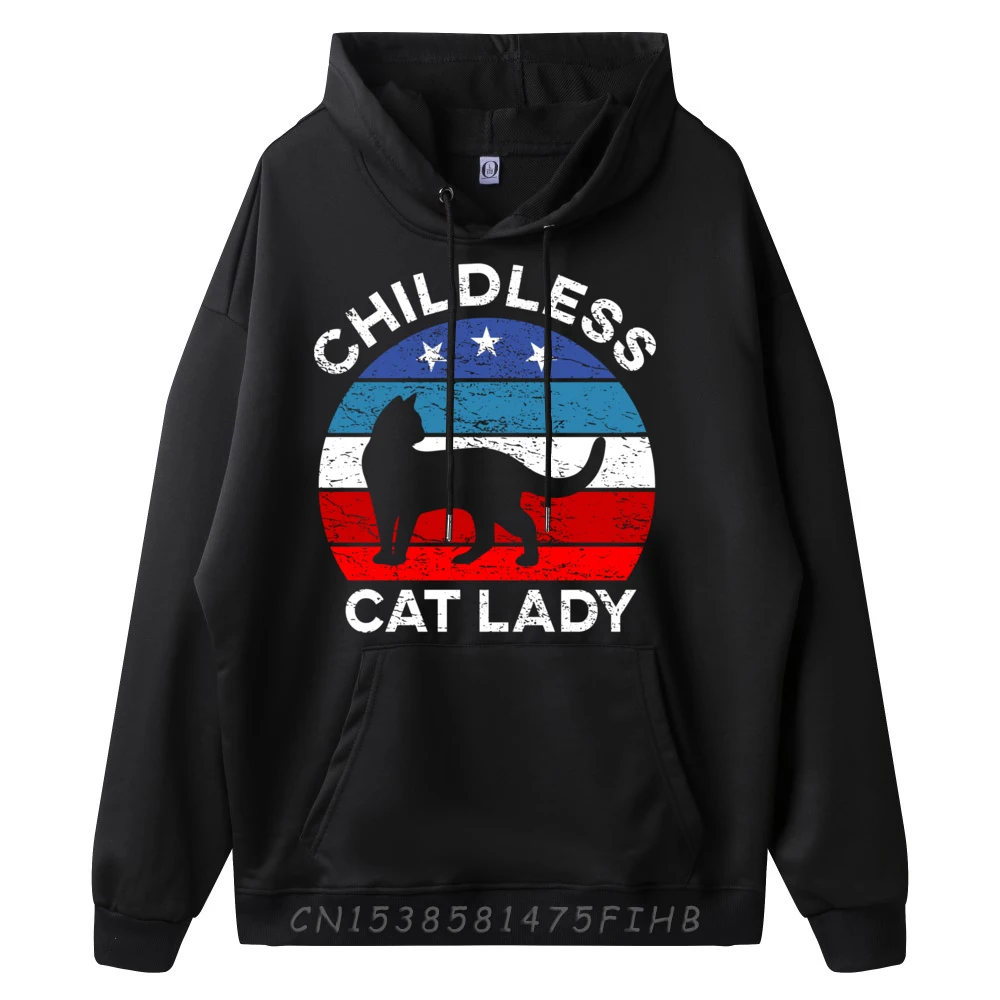 Retro Childless Cat Lady Brand Clothing Adult Halloween Camisa Luxury Long Sleeve Pullover Hoodie For Men