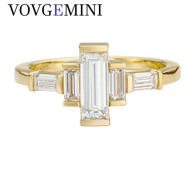 VOVGEMINI Engagement Ring Moissanite Diamond Wedding Ring 0.1ct 5pcs Trapezoid Cut 18k Gold Jewelry For Women Luxury Romantic