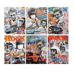 Diamond Painting 24 Hours Of Le Mans Canvas Painting Steve Mc Queen Wall Art Racing Retro Pictures Cross Stitc Diamond Mosaic Ki