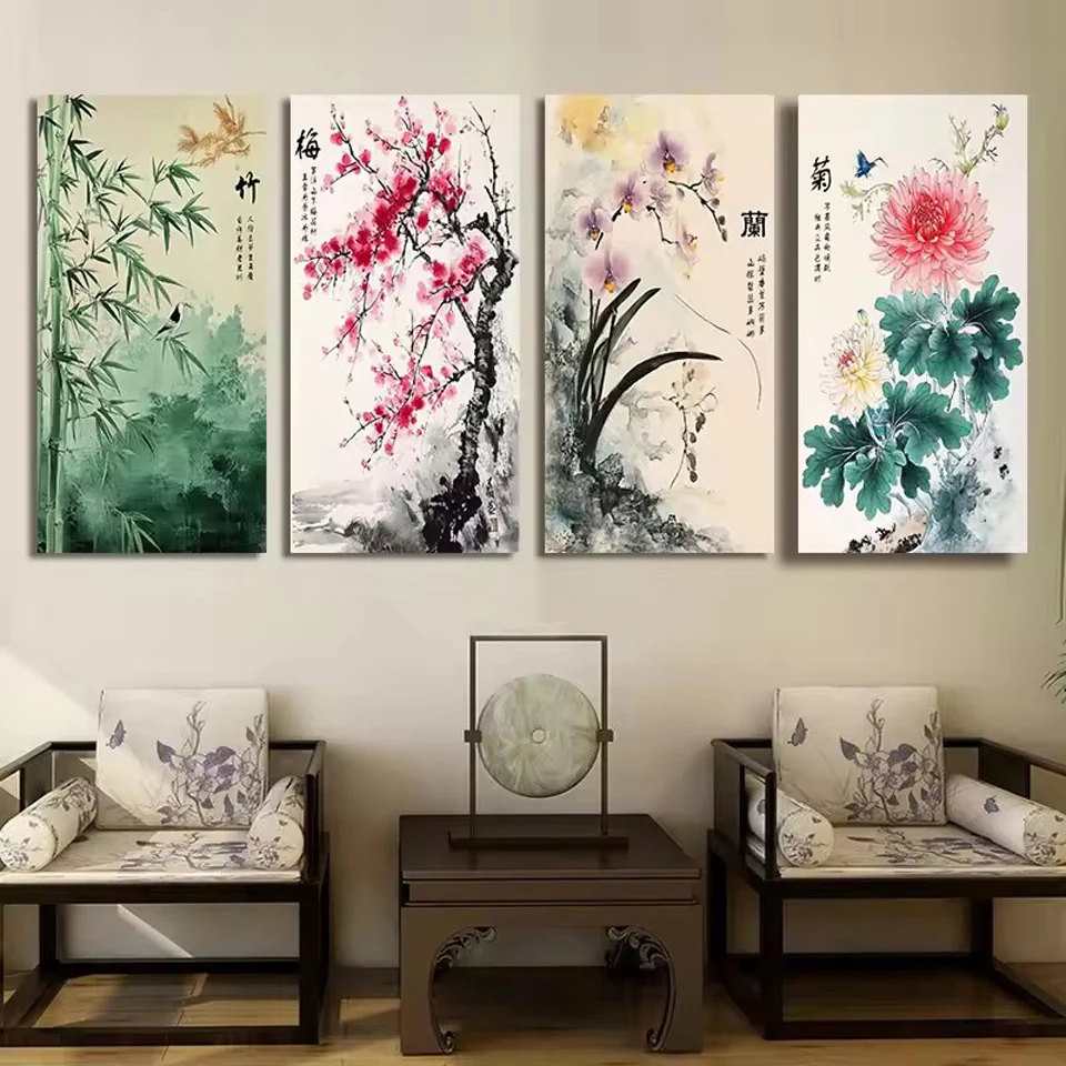 

DIY Diamond Painting Chinese Flower plum orchid bamboo chrysanthemum Full Kits Mosaic Embroidery Wall Decoration Creative Gifts