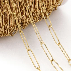 No Fade 2Meters 1Meter Stainless Steel Gold Color Textrued Long Oval Link Chains for Necklace Bracelet Jewelry Making DIY