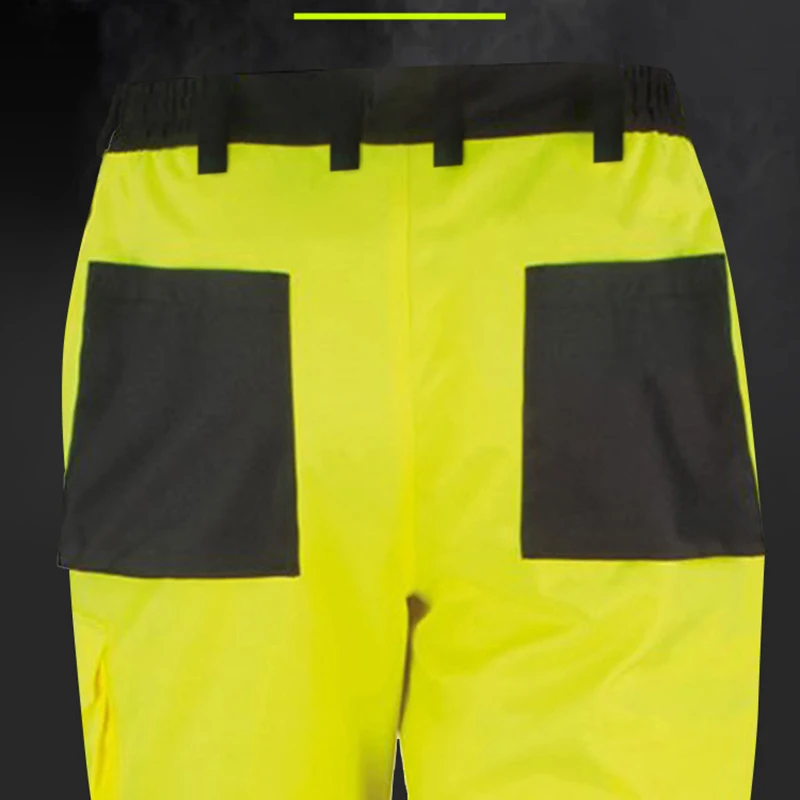 Cotton Reflective Trousers Men Multi-pocket Cargo Pants Men Road Work High Visibility Workwear Orange Work Pants