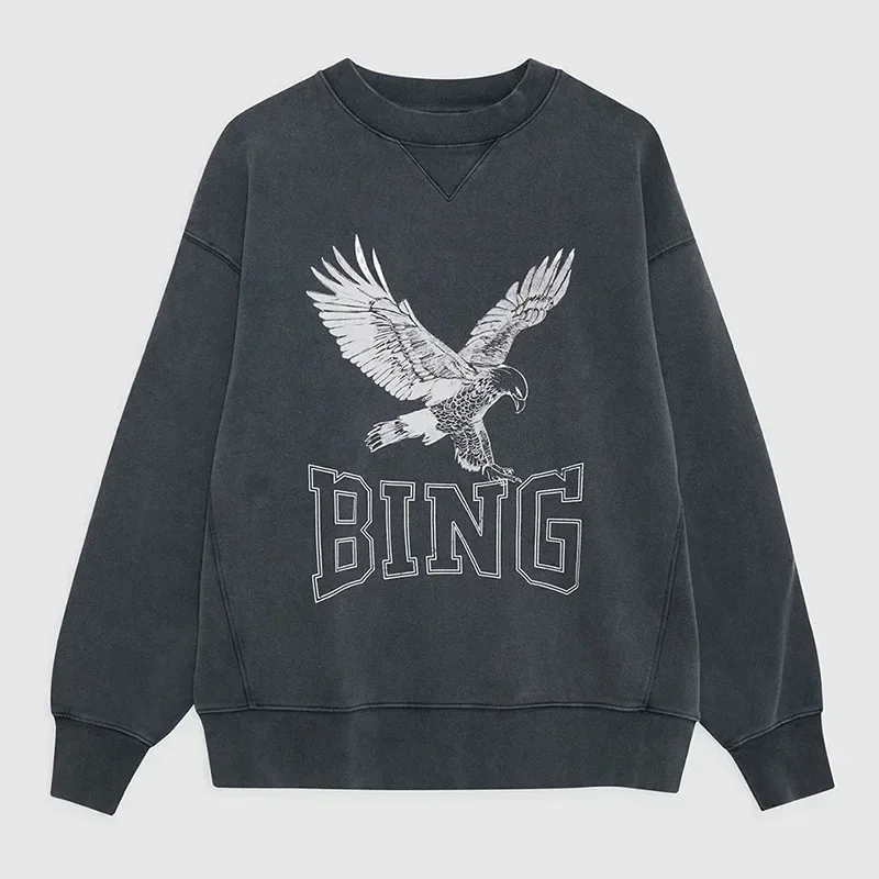 Sweat à capuche blanc Eagle BING pour femme, nouveau, début d'automne, Niche AB, impression frontale, eau de lavage, sauté, document assressentisur le côté, 24