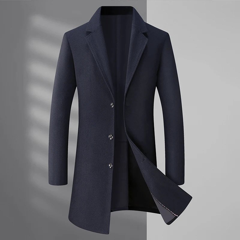 

（L-8XL) High Quality Men's Fat Coat Autumn and Winter Fashion Handsome All-in-one Long Casual Plus Fat Dad Suit Warm Wool Coat