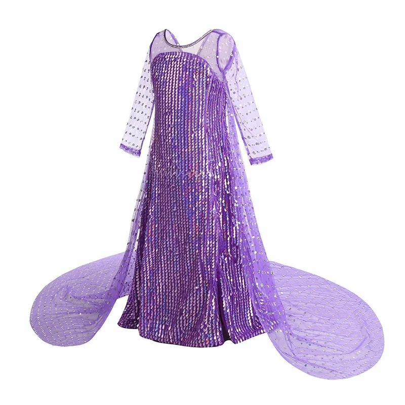 فستان الأميرة إلسا ملكة الثلج الأبيض للهالوين للفتيات فستان شبكي مزين بالترتر كرنفال Disfraz للأطفال