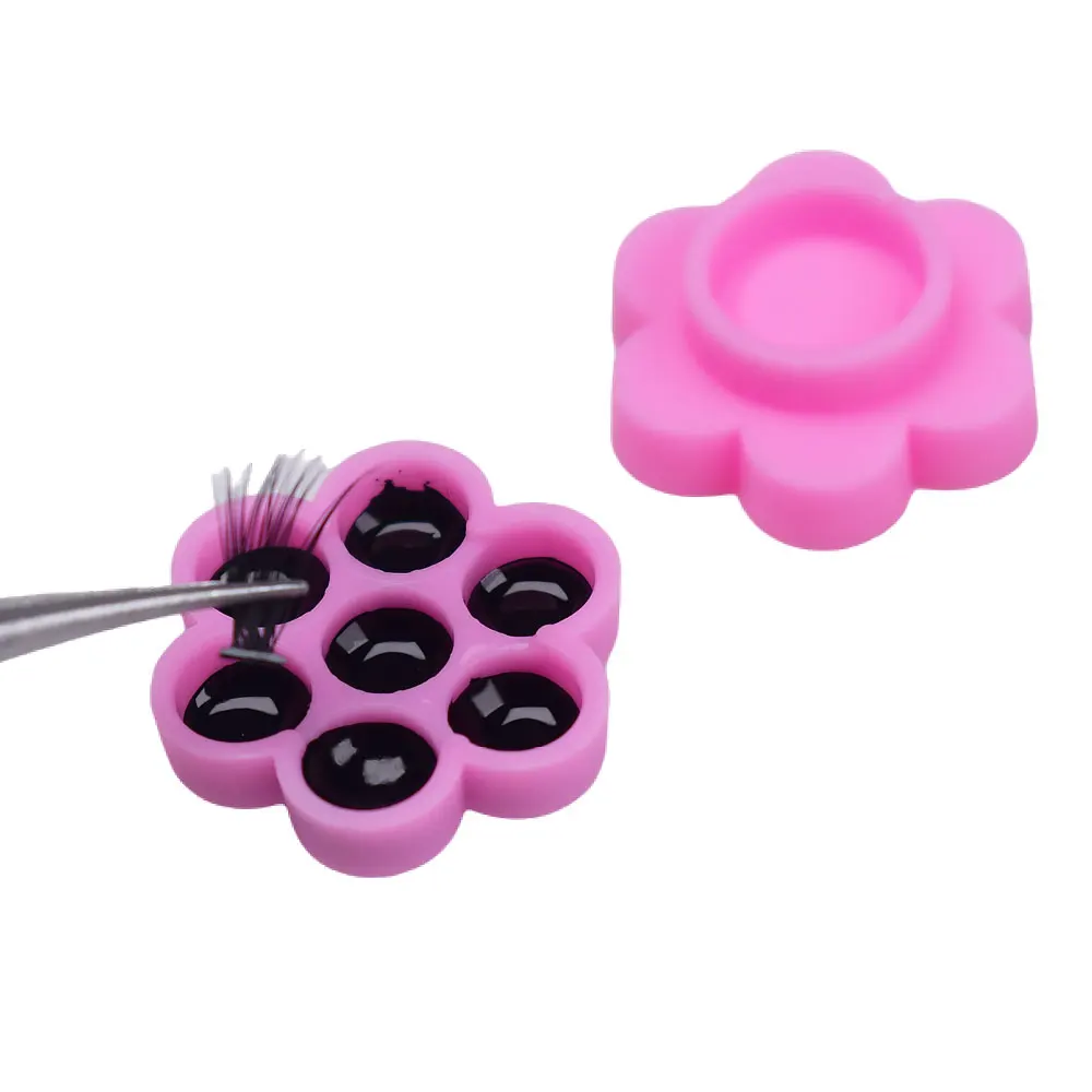 100 PCS Grafted Eyelash Delay Cup Glue Holder Flower Plum Shaped Lash Blossom Cup Eyelashes Extension Makeup Supplies