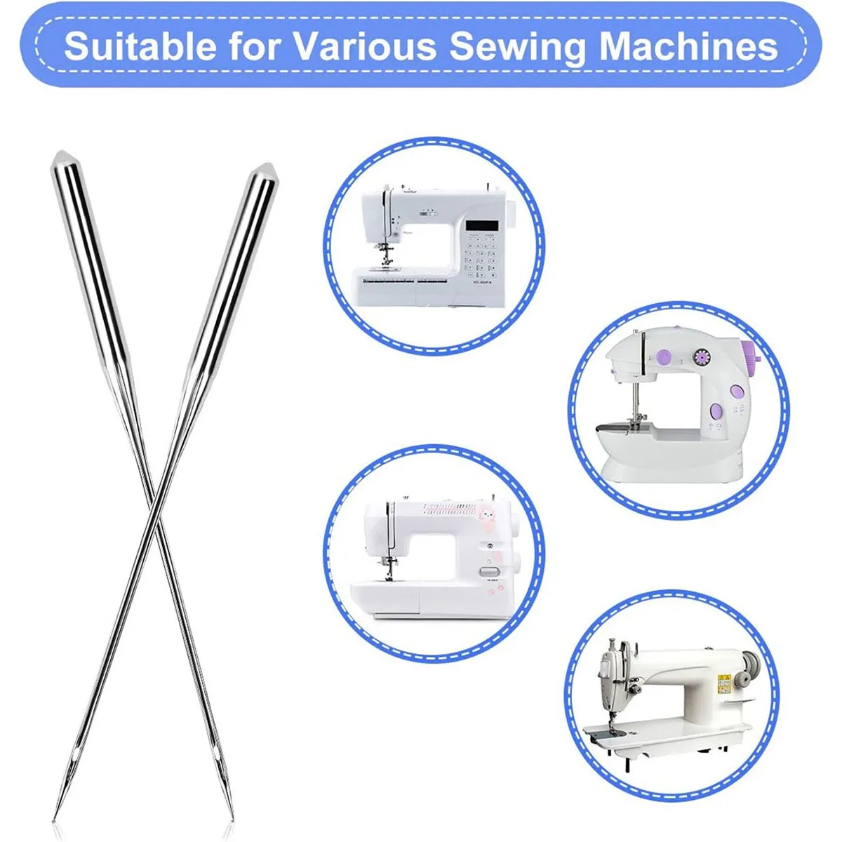 100PCS Universal Stainless Steel Sewing Machine Needle for Singer, Brother, Janome, Varmax, Sewing Needles with Sizes 65/9 75/11