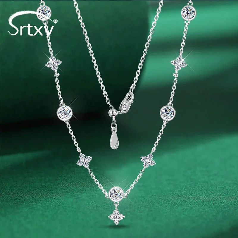 1.6cttw Full Real Moissanite Necklace For Women S925 Sterling Silver Neck Chain Wedding Birthday Party Gifts Jewelry Wholesale