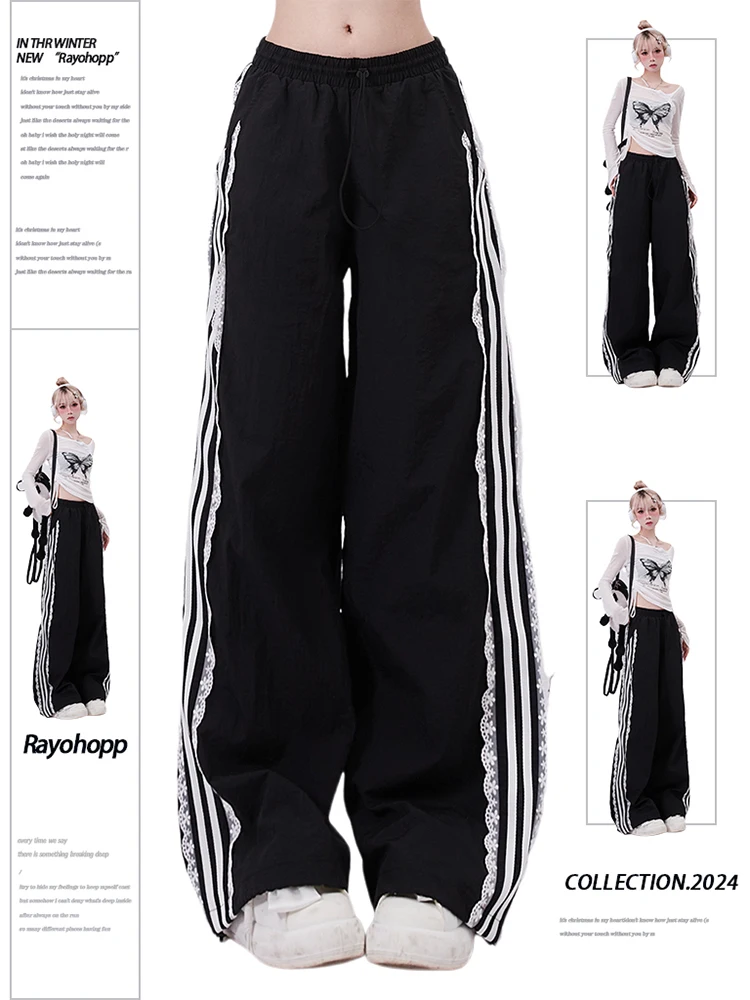 

Women American Vintage 2000s Harajuku Sporty Pants Baggy Pantalones Trousers Y2k Japanese Goth Punk E-girl Loose Casual Joggers