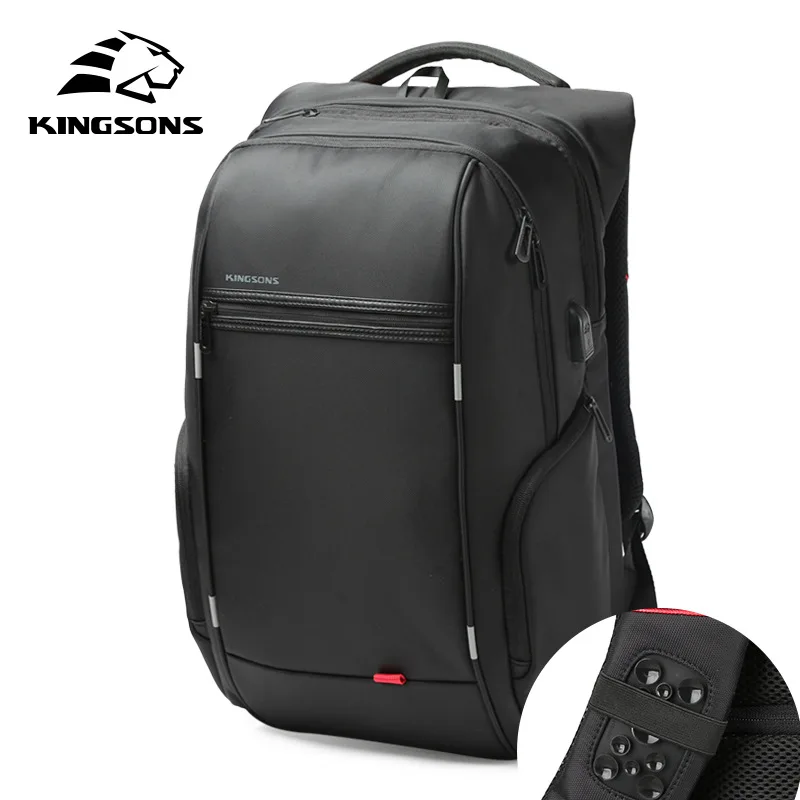 Kingsons Men Backpacks 15'' 17'' Laptop Backpack USB Charger Bag Anti-theft Backpack for Teenager Fashion Male Travel