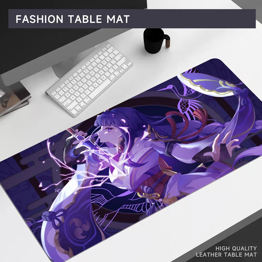 Imagem -03 - Genshin Impact Raiden Shogun Mousepad Gamer Mat Grande Mouse Pad Mesa do Computador do Escritório Teclado de Mesa Almofada do Teclado xl 80x30cm