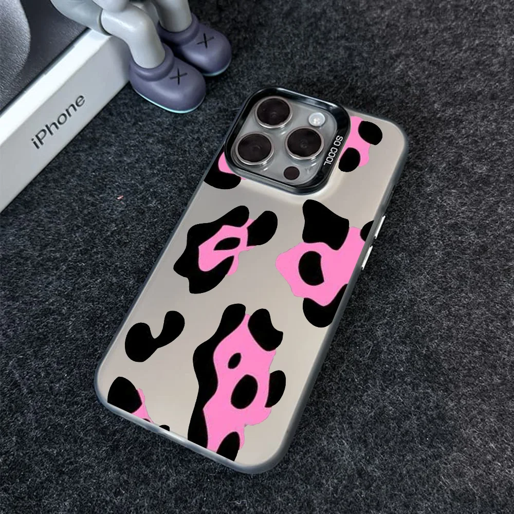 

Small Leopard Print Phone Case Phone Case IMD Color Silver Shell For IPhone 16 15 14 13 12 11 Pro Max Plus