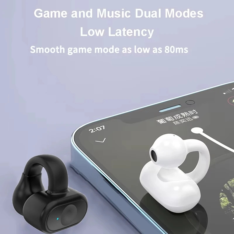 Ear-Clip Wireless Earphone HIFI Heavy Bass Surround Stereo Sound TWS Bluetooth 5.3 Headsets With Mic DT3.0 For Sports Game Music