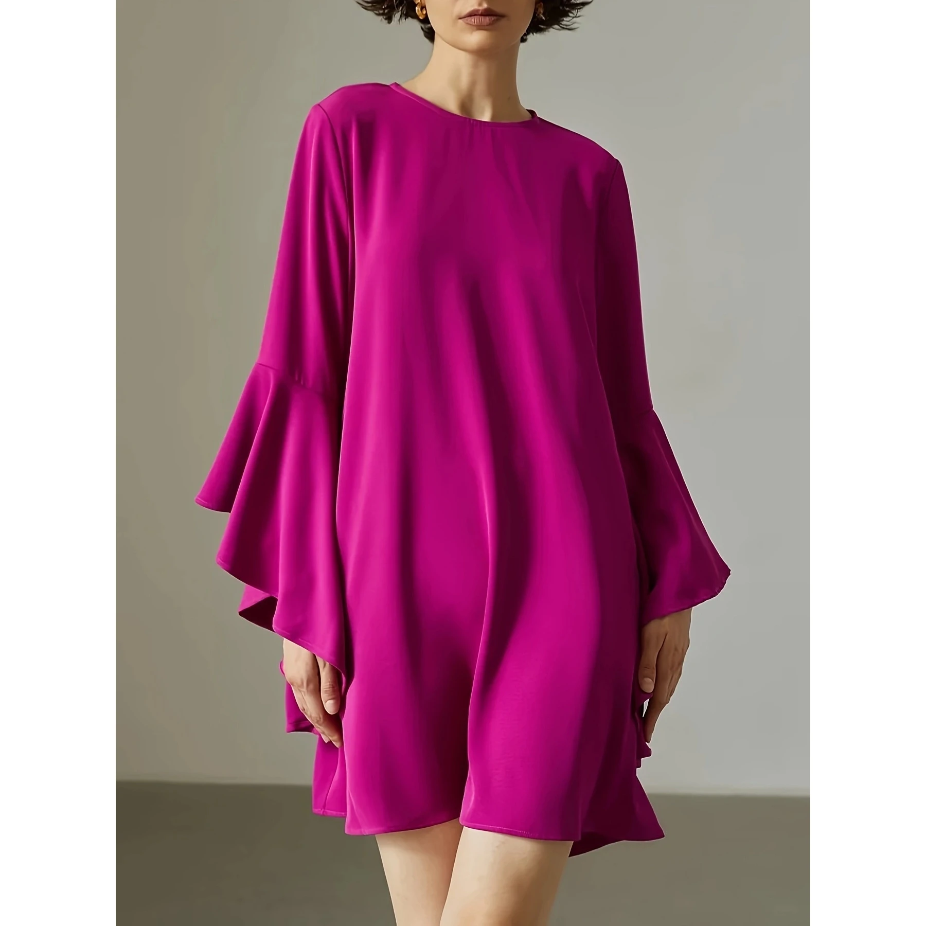 تنورة Ele Off-oulder Midi Dr New Spring 2024 للسيدات من قماش البوليستر الفايوني والدانتيل بالزهور تنورة حمراء بخطوة واحدة