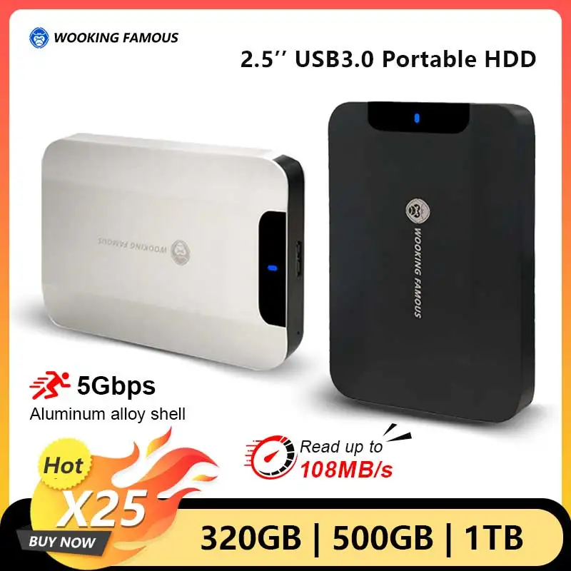 CoolFish HD Portable HDD 2.5'' External Hard Drive Disk 320GB 500GB 1TB USB3.0 Storage Compatible for PC Mac Desktop External HD