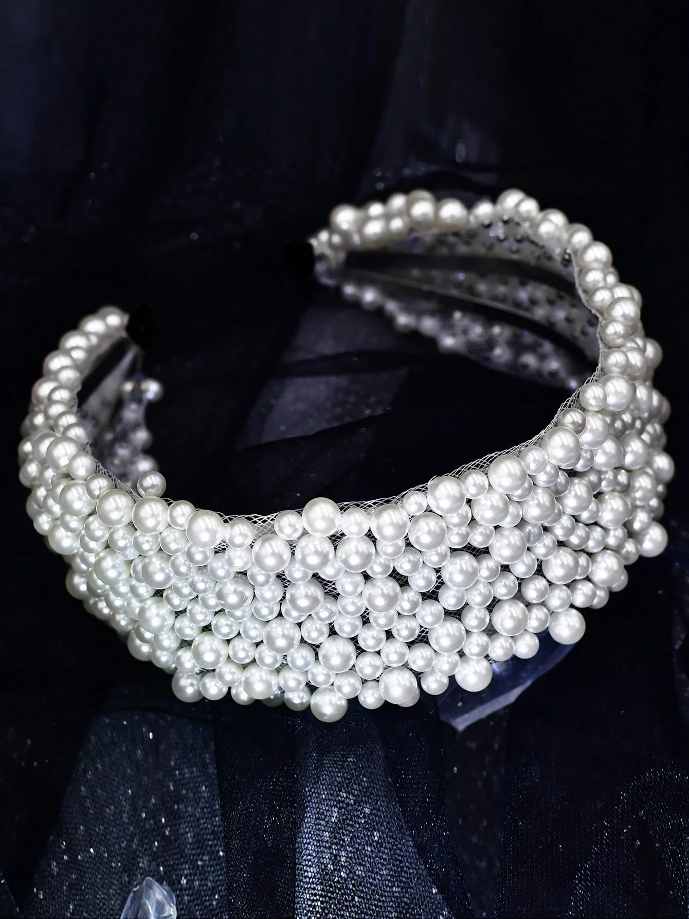 

Handmade White Pearl Headband, Bridal Wedding Hair Accessories, Wide Headpiece For Women, Suitable For Holidays, Daily Wear,