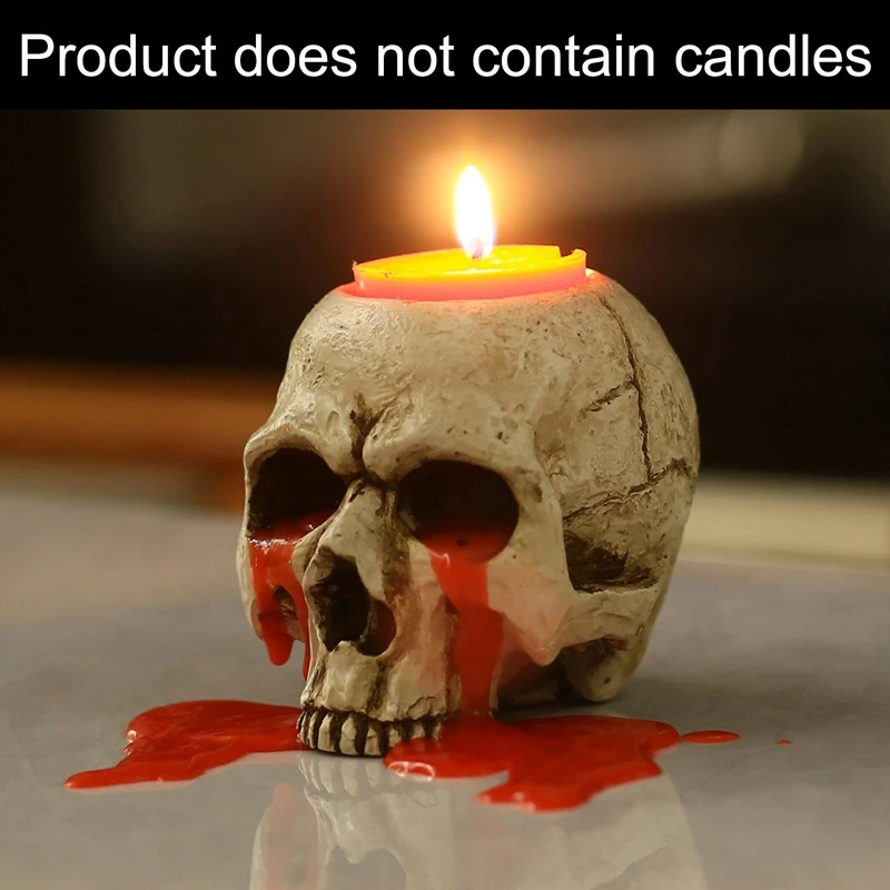 Skull Skeleton Candlestick Holders Skull Candle Holder Tealight Cup Gothic Resin Candlestick Crafts for Halloween Ornament