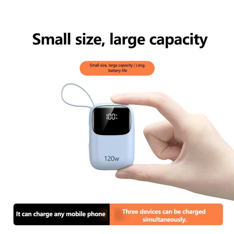 باور بانك بشاشة رقمية صغيرة 100000 مللي أمبير في الساعة مع ثلاثة خطوط شحن سريع بنك طاقة متنقل ذو سعة كبيرة لجميع الهواتف 2026