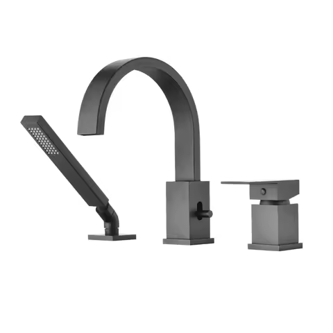 Waterfall Tub Filler Set with Hand Shower - Deck Mount Combo