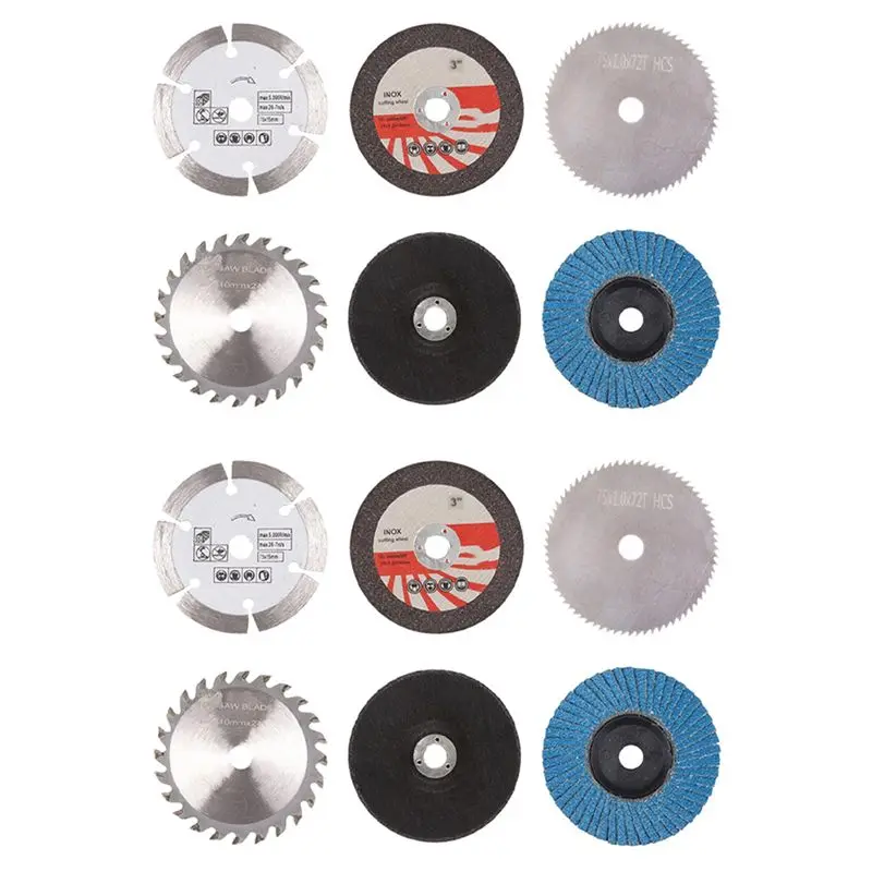 

AA81-12Pcs 75Mm Cutting Disc Kit For 10Mm Bore Angle Grinder Metal Circular Saw Blade Flat Flap Grinding Wheel Sanding Pads