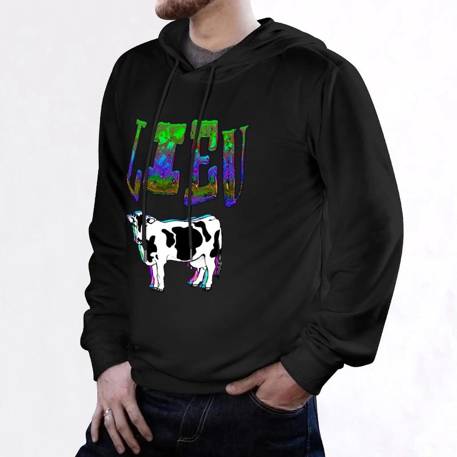 Veeu-Pull à capuche Glitchcore Cow pour hommes, vêtements de créateurs, manteau pour hommes, chemise à capuche