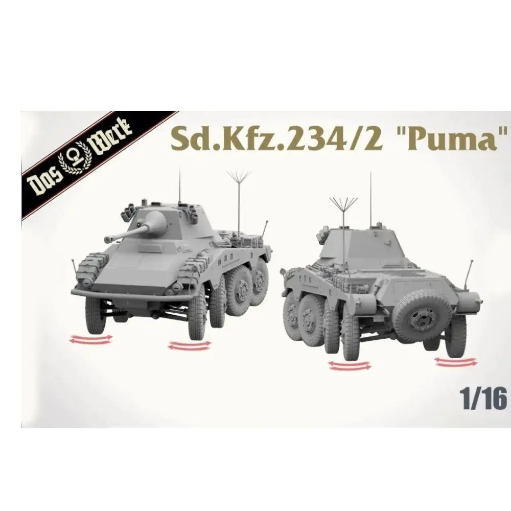 DAS WERK DW16006 1/16 스케일 Sd.Kfz. 234/2 푸마 중장갑 차량 모델 키트