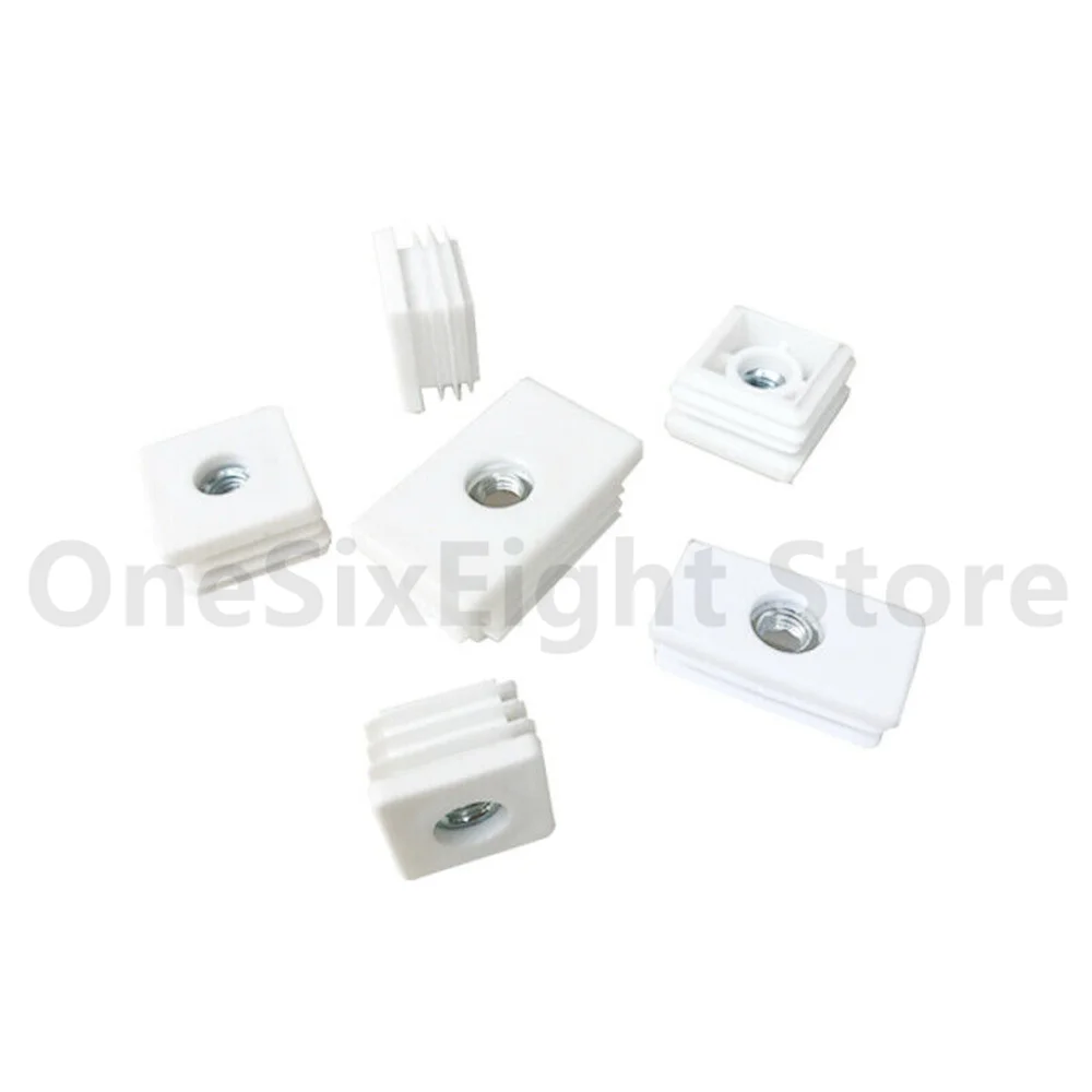End Cap Threaded Square Plug M6 M8 Pipe Plugs Impact White