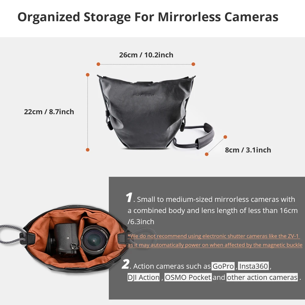 PGYTECH OneGo Cloud Bag Mirrorless Camera Shouder Bag For DSLR Camera For Fujifilm/Leica/GoPro/ Insta360/Nikon