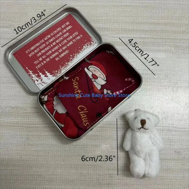C5AF Christmas Pocket Bear Bear Fehip For Little Kids Mini Bear Toy Relleno Bear Doll con Tinbox Tarjeta felicitación