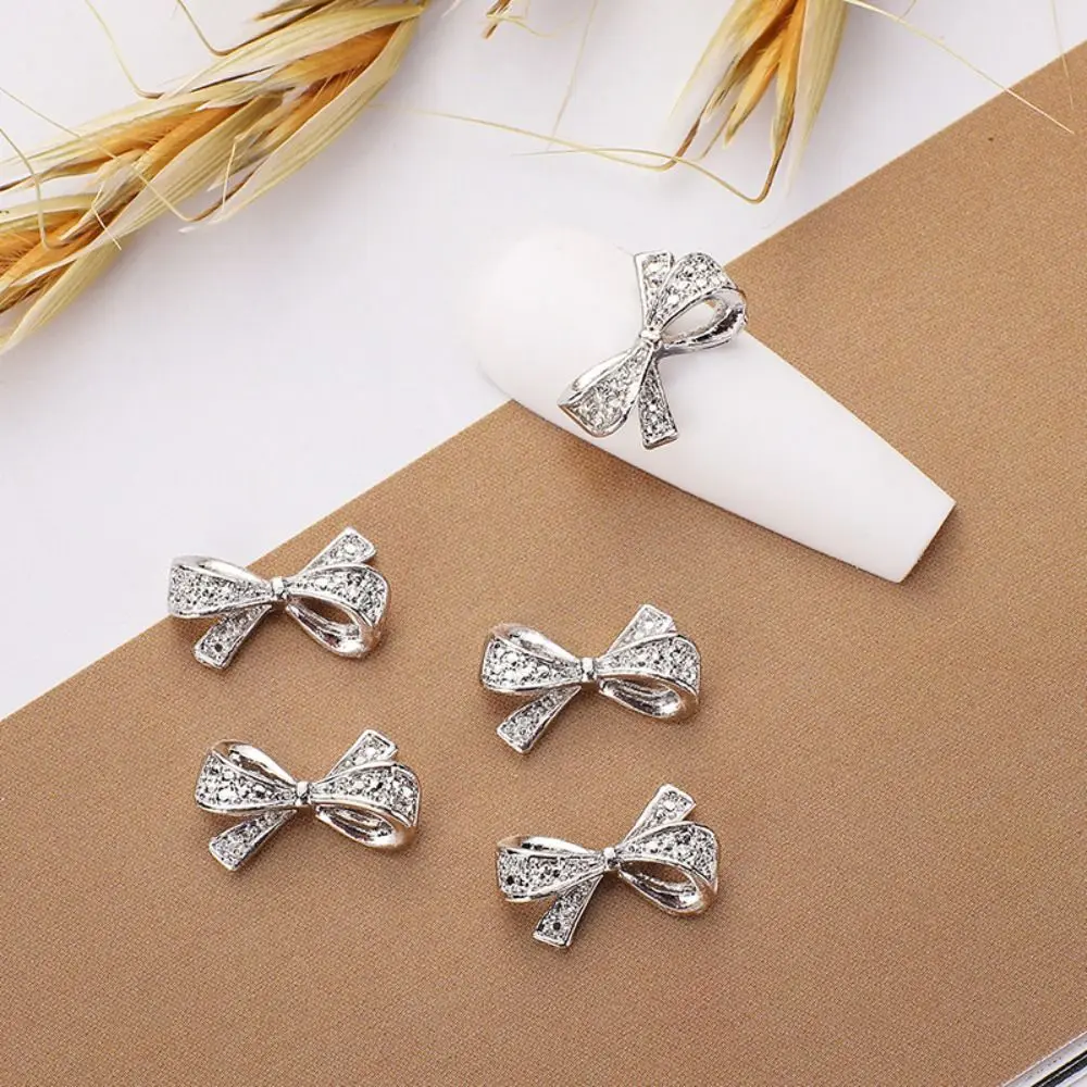 10pcs/bag Butterfly Nail Art Decoration 3D Silver Sweet Nail Rhinestone Crystal Ins Nail Art Ornament Women