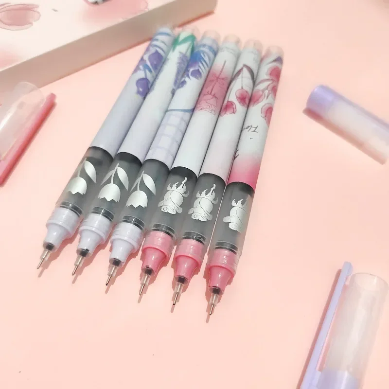 

6 Pcs/set Morandi Color Quick Drying Ballpoint Pen 0.5mm Liquid Pen Set Creative DIY Student Supplies Stationery