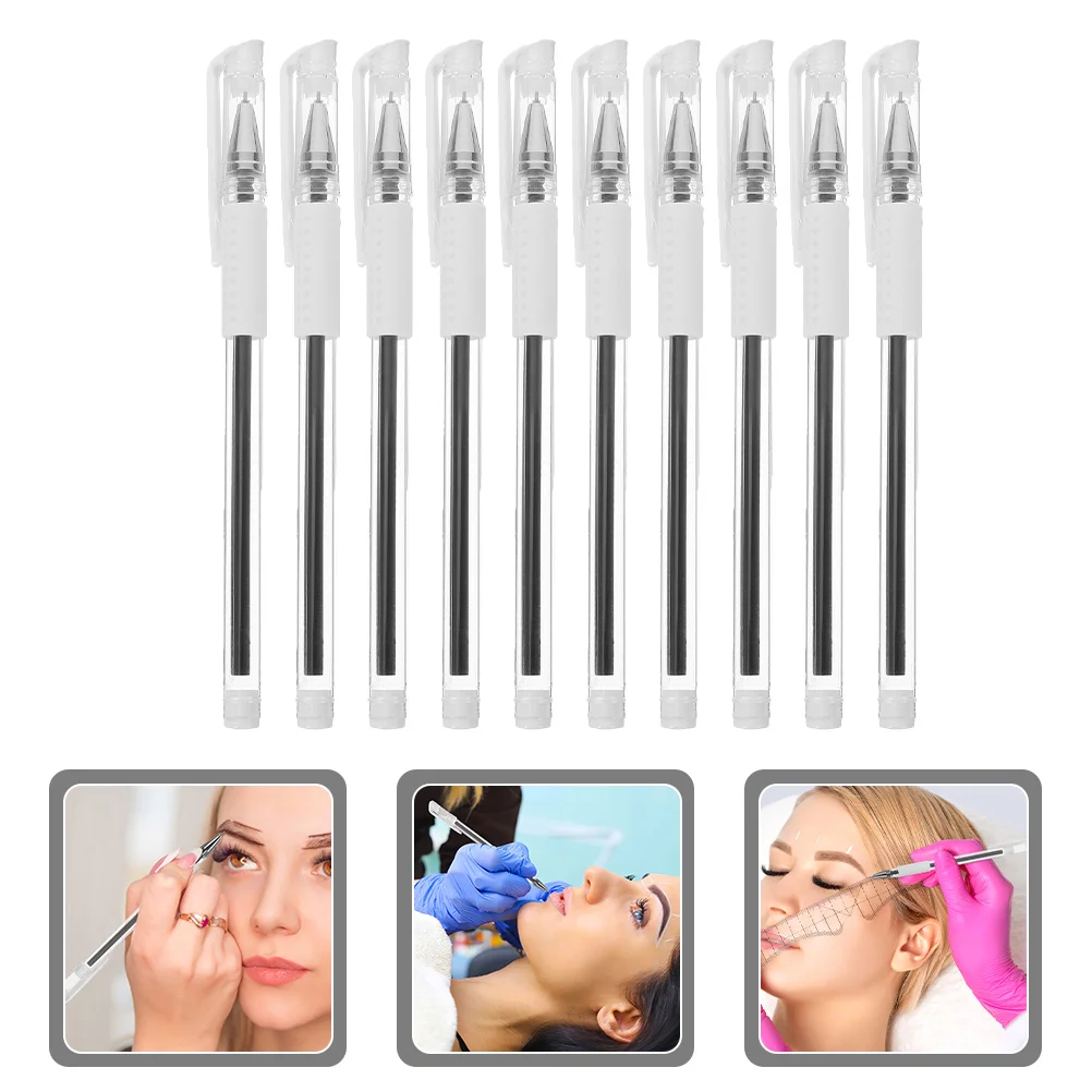 

10Pcs Waterproof Skin Marking Pens Portable Eyebrow Positioning Tattoo Marker Pen for Surgery Lip and Skin Tattoo Supplies
