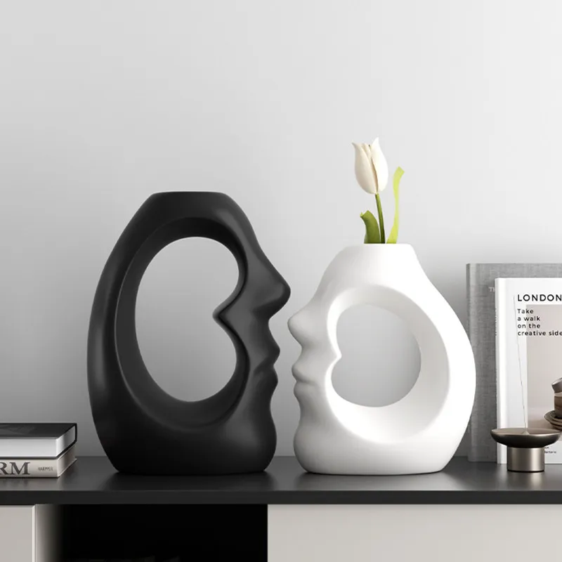 Abstract Alien Vase, Character Art Ornament, High End, Niche, Study Room, Living Room, Dining Table, Simulated Flower