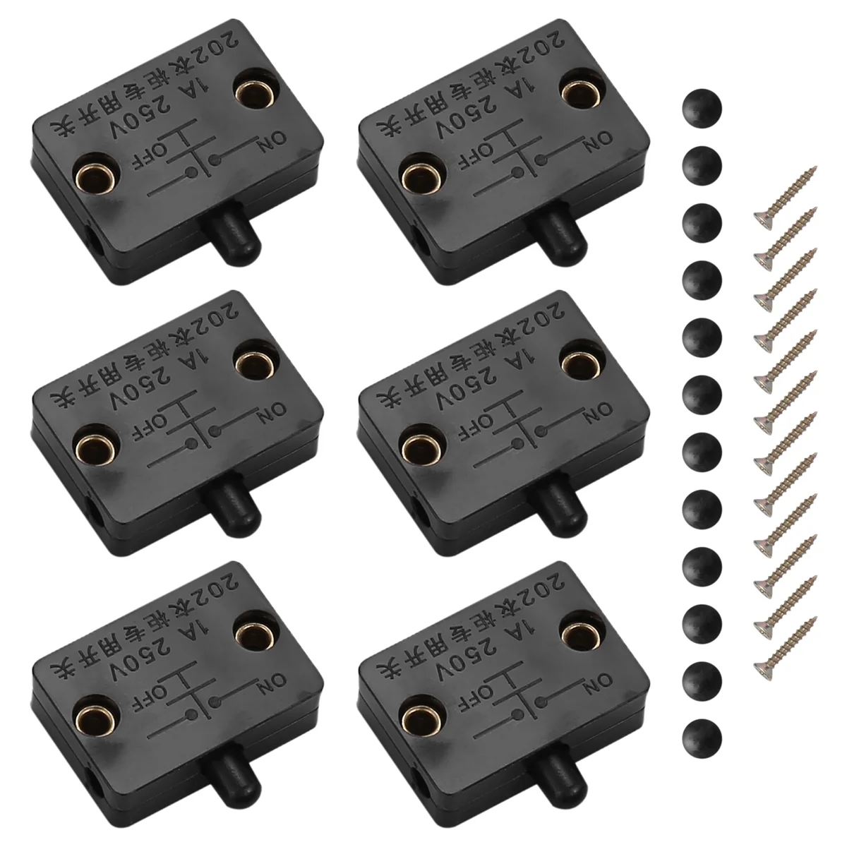 L68A6Pcs Door Led Switch for Closet Light,Normally Closed Cabinet Electrical Lamp Switches,for Closet Pantry Cabinet Black