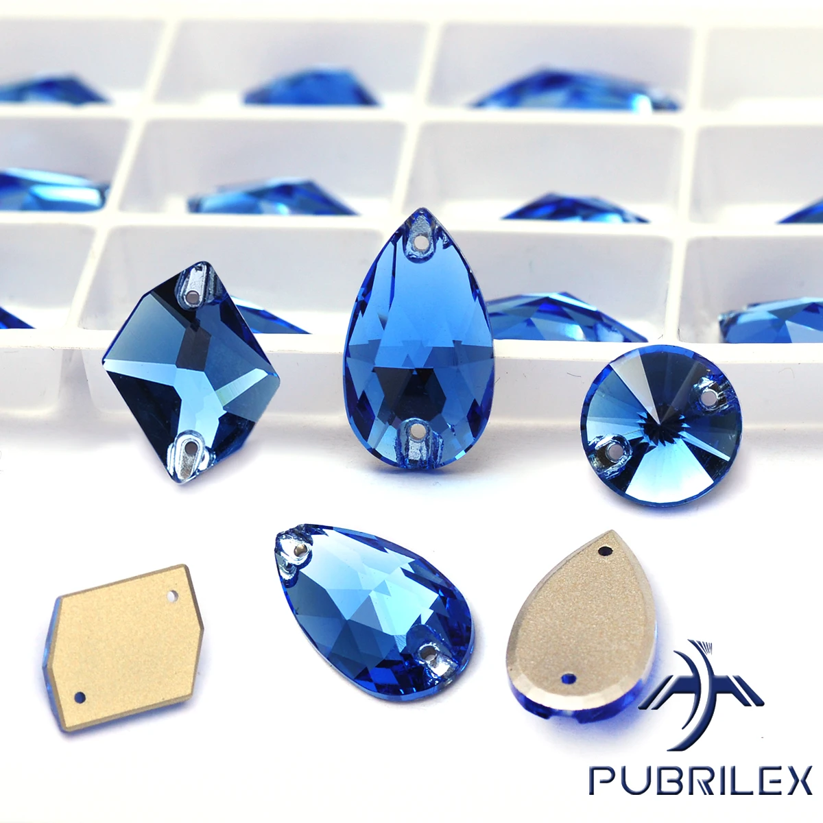 PUBRILEX Hellblaue Strasssteine zum Aufnähen, Kristall-Flatback für Kleider, Glas-Strasssteine zum Nähen in Kleidung, Taschen-Dekoration – Detail 8