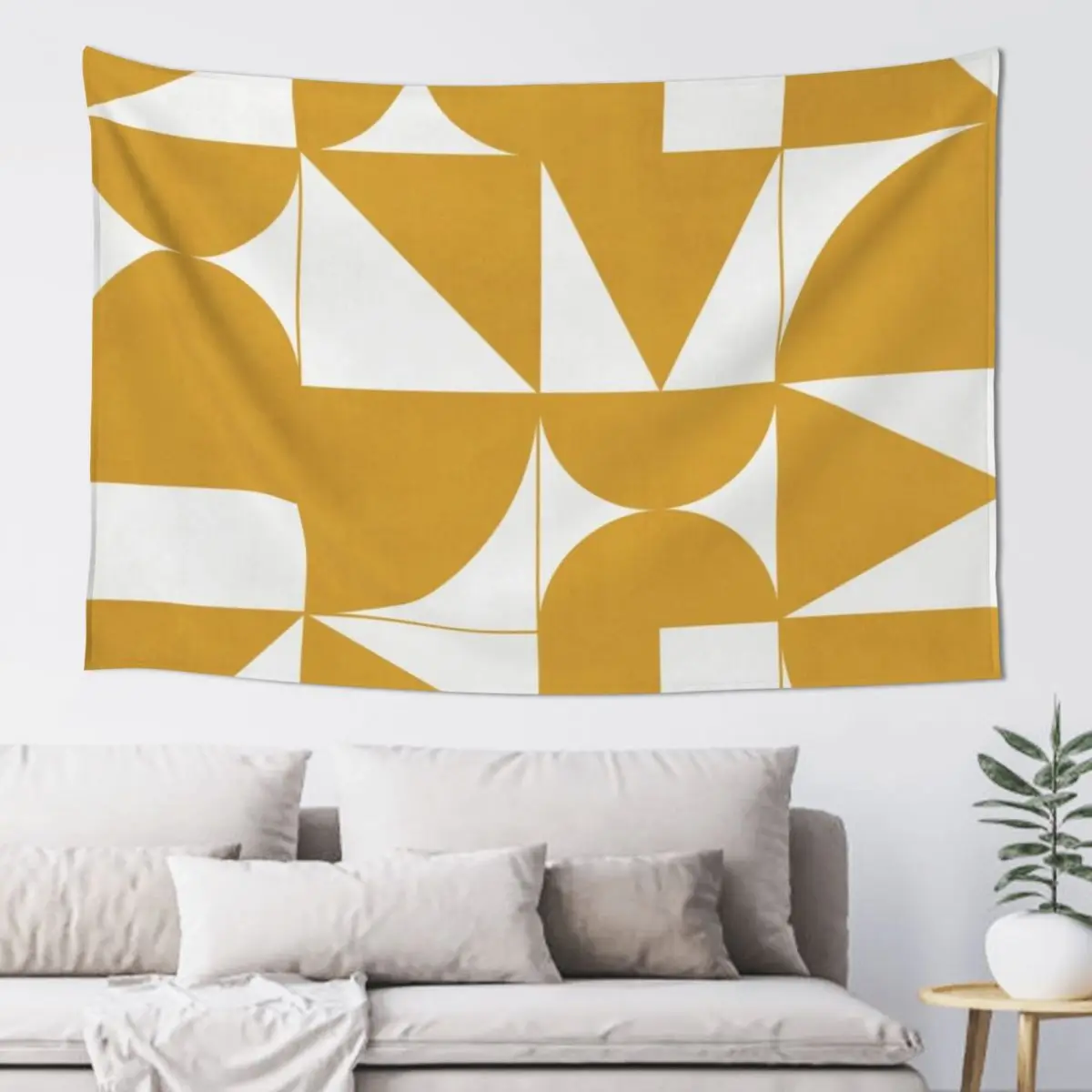 

My Favorite Geometric Patterns No.13 - Mustard Yellow Tapestry Mushroom Aesthetic Home Decor Tapestry