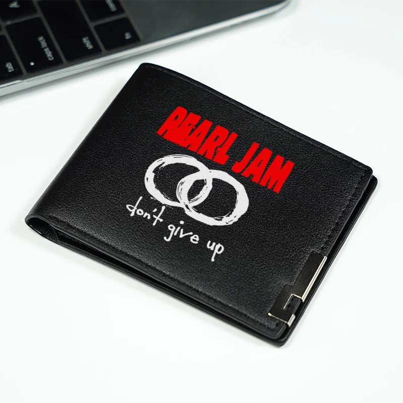 PEARL JAM LOGO PORtafoglio sottile da uomo in pelle PU DURABILE LIGHTWEIGHT BUSINESS STYLE ACCESSORIO DI MODA PER L'uso quotidiano