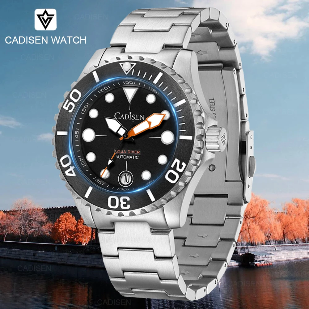 CADISEN 2024 New Sapphire Watch Men Brand Luxury Automatic Watch Japan NH35A 100M Waterproof Luminous Mechanical Wristwatch Man