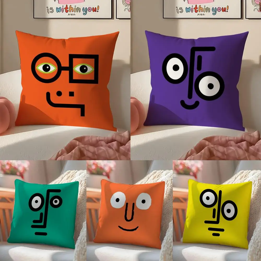 Aesthetic Art J-Jean-Jullien Cushion Cover Linen Pillowcase Cover Soft Decor for Sofa Home Room