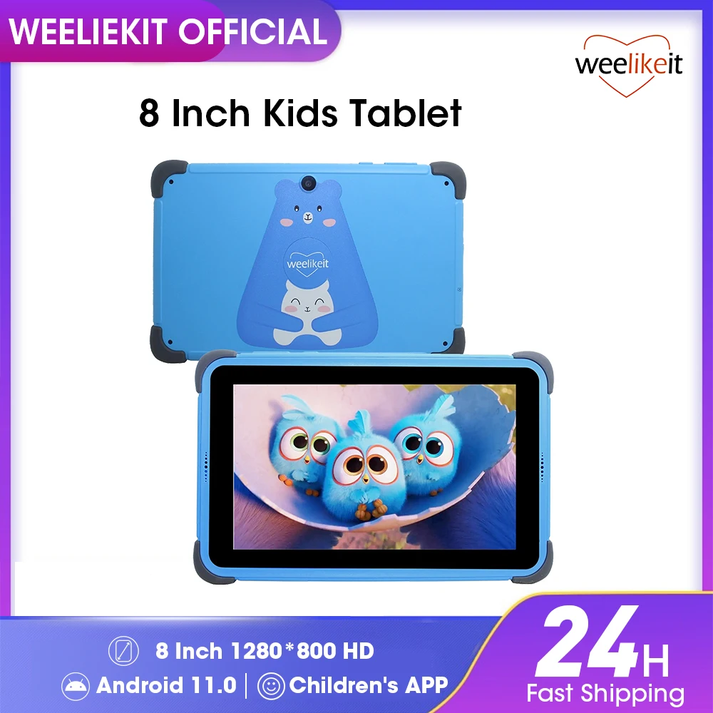 weelikeit 8 Inch Kids Tablet for Child Android 11 1280x800 IPS Children Study Tablet 2GB 32GB Quad Core 4500mAh Wifi with Stand