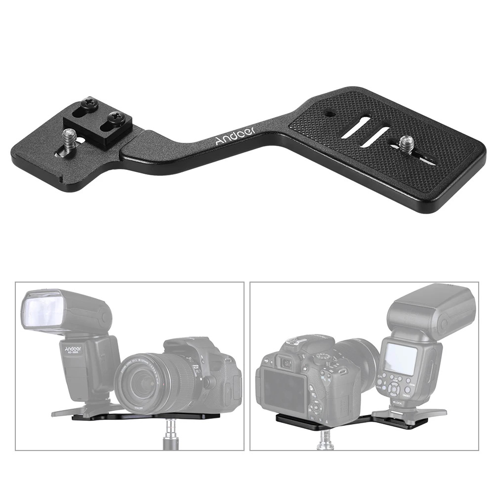 Andoer Universal Aluminum Bracket Mount Holder for Canon Nikon Sony DSLR Camera for Camera Speedlite Flash Light with 1/4