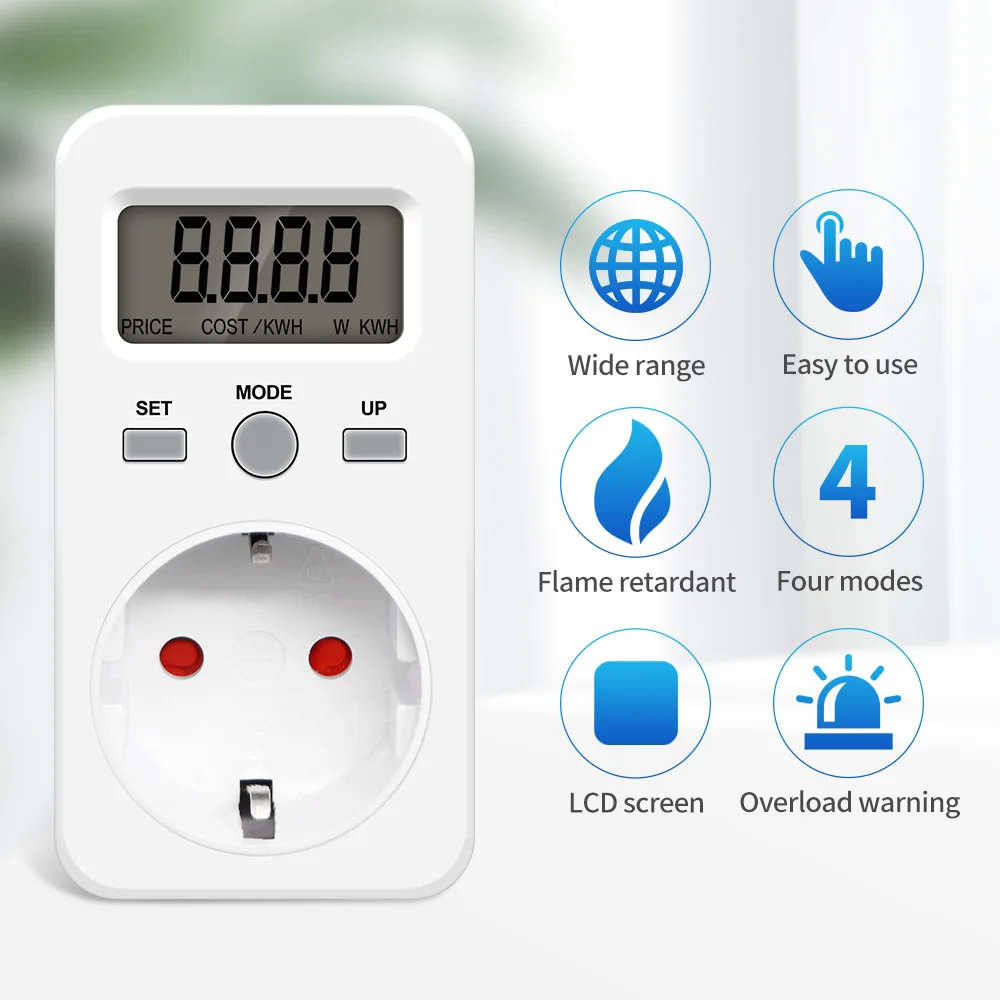 KWE-PMB03 Digital Voltage Power Meter Socket AC Electricity Wattmeter Socket Power Consumption Analyzer Watt Energy Monitor