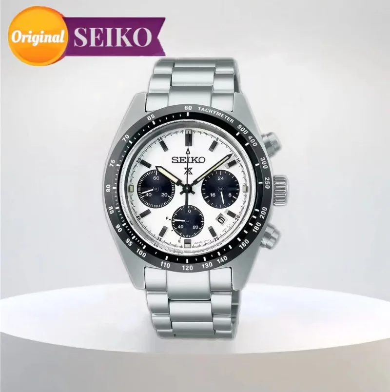 SEIKO Watch Original SSC813P1 Panda Three Eyes Series Men Multi Functional Waterproof Watches Calendar High End Luxury Watches