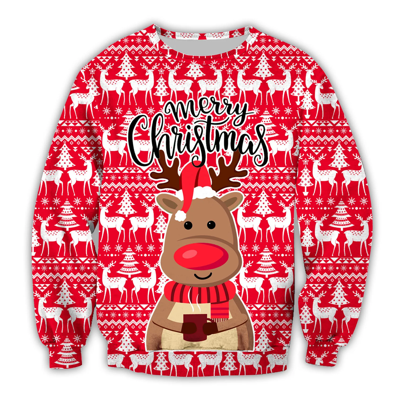 

New 3D Print Ugly Santa Claus Sweatshirts For Men Women Merry Christmas Crew Neck Pullover Hoodies Clothes Mens Oversized Jumper