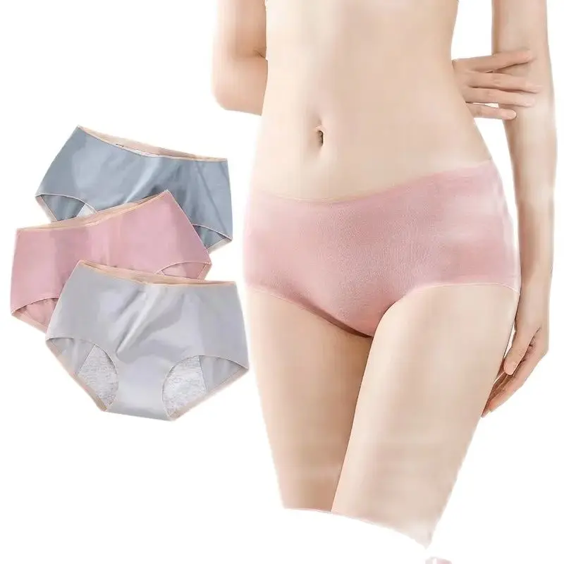 

Women's Menstrual Panties Mid-Waist Cotton Triangle Sanitary Panty Leak-Proof Underwear